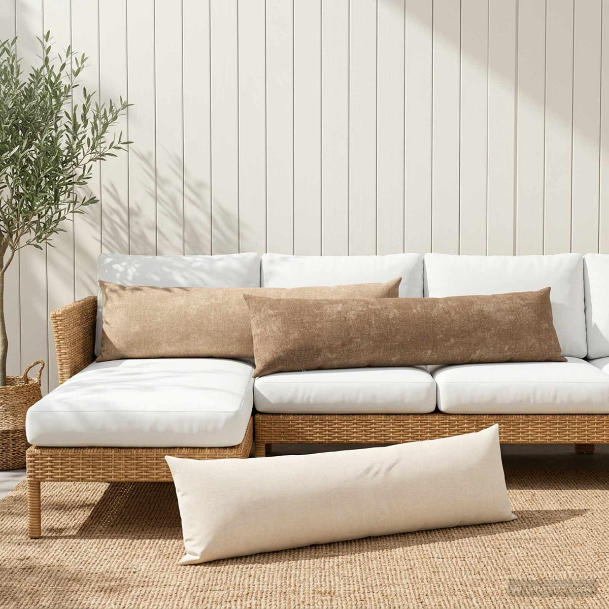 Cushion HEERLEN Brown 40 x 145 cm Chenille Fabric