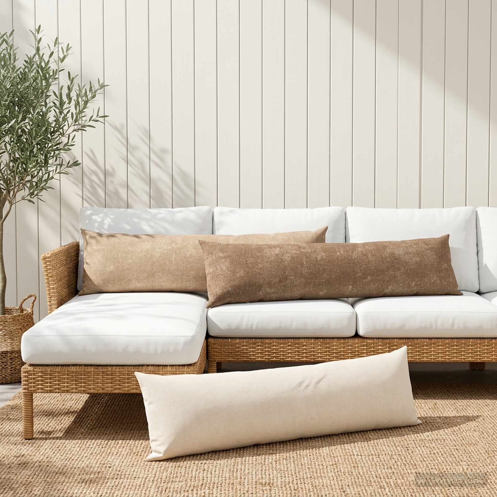 Cushion HEERLEN Brown 40 x 145 cm Chenille Fabric