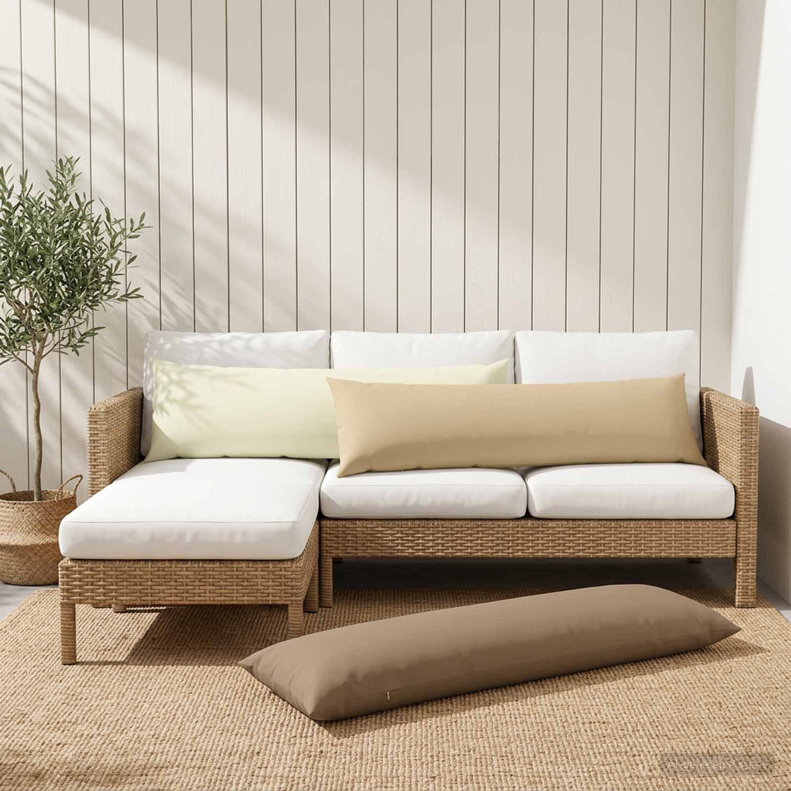 Cushion with Pillow HEERLEN Beige 40 x 145 cm Polyester