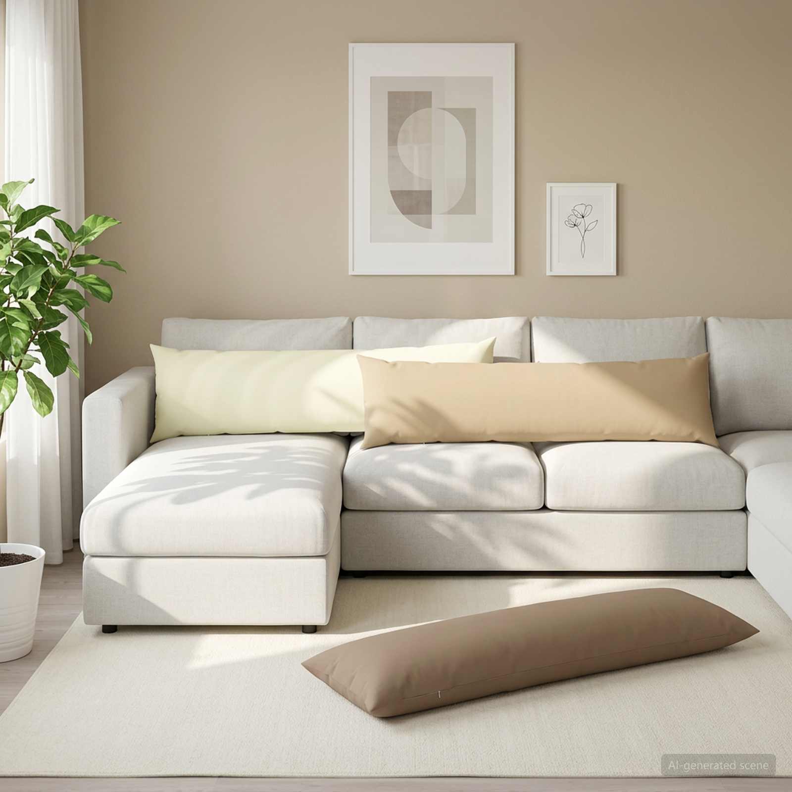 Cushion with Pillow HEERLEN Beige 40 x 145 cm Polyester