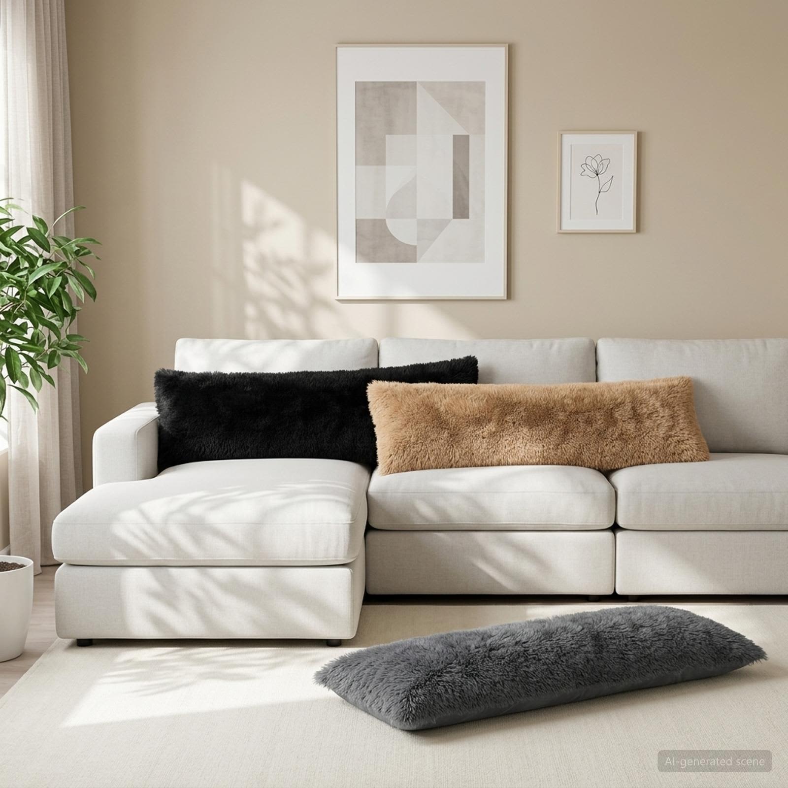 Cushion with Pillow HEERLEN Anthracite 40 x 145 cm PV Fleece