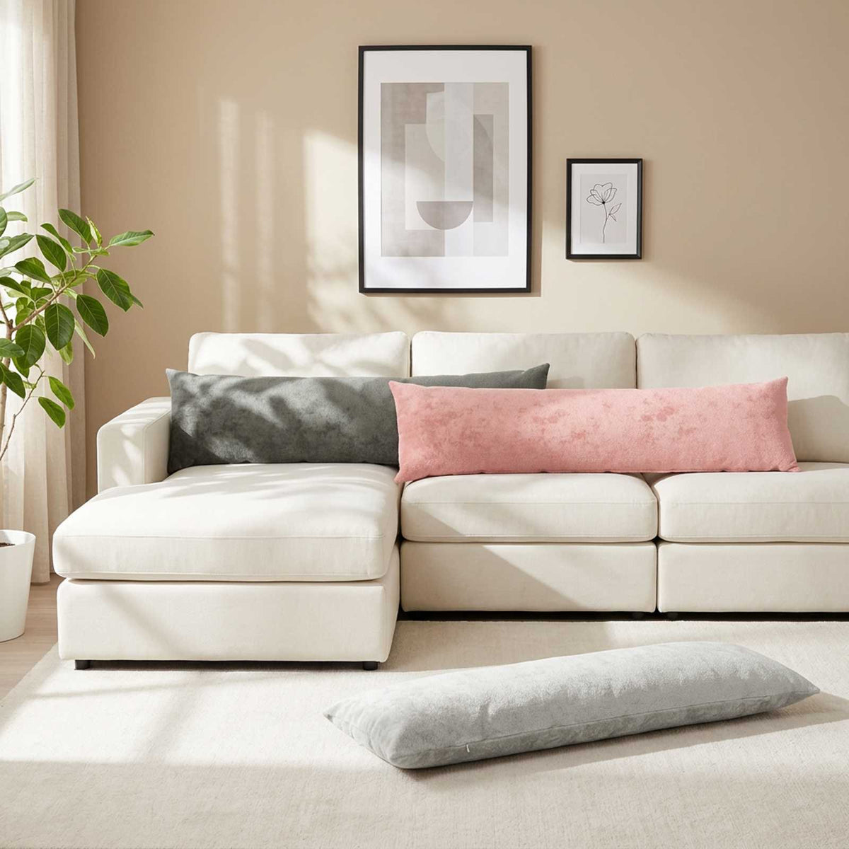 Throw Pillow HEERLEN Light Grey 40 x 145 cm Flannel
