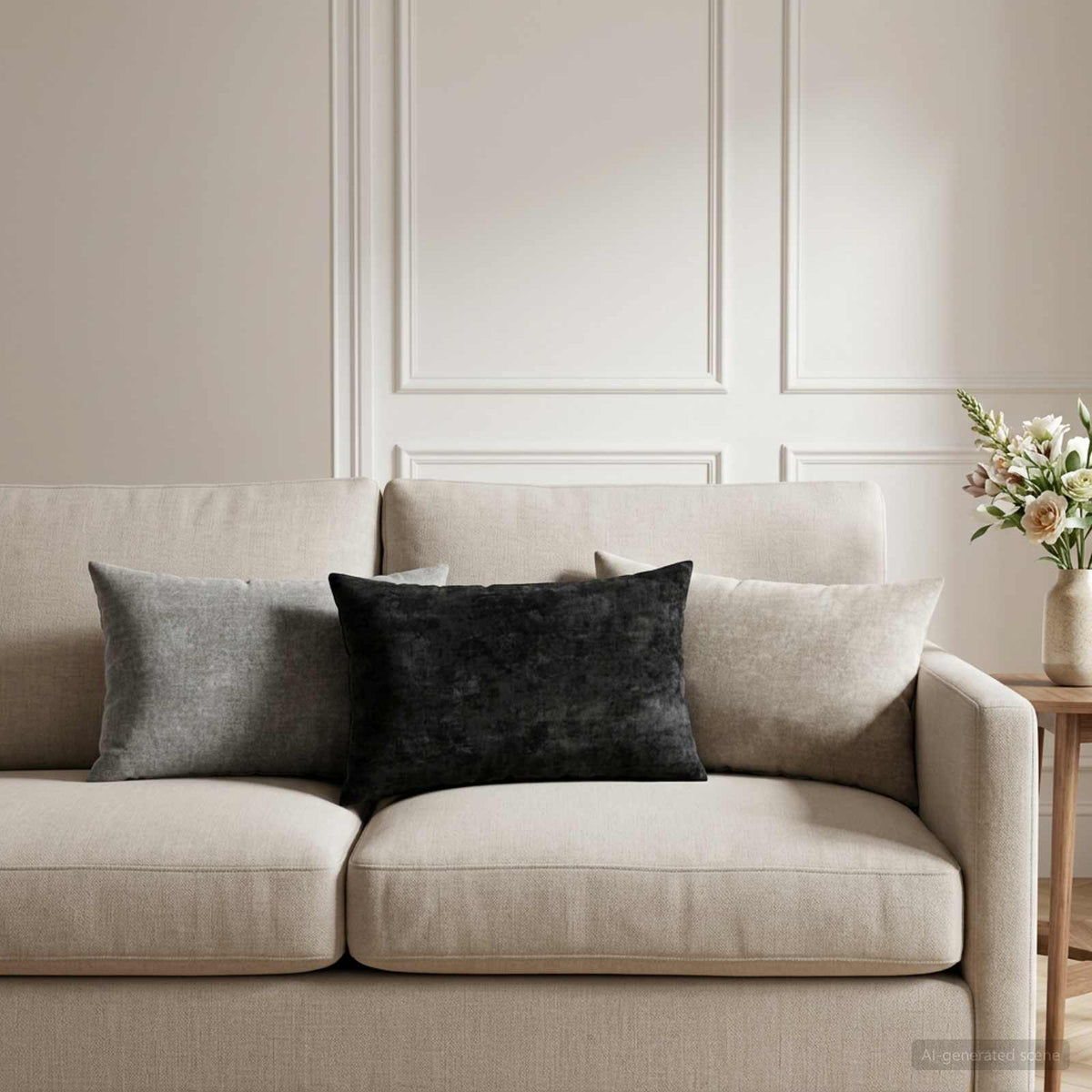 Cushion 6 pcs HEERLEN Anthracite 30 x 50 cm Chenille Fabric