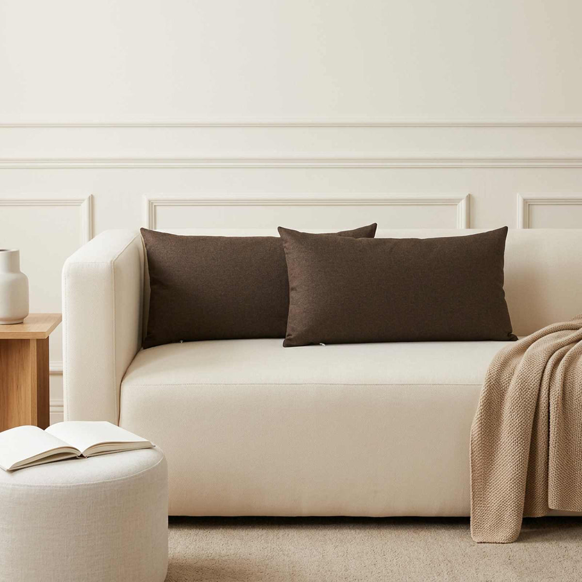 Cushion with Pillow HEERLEN 2 pcs Taupe Fabric