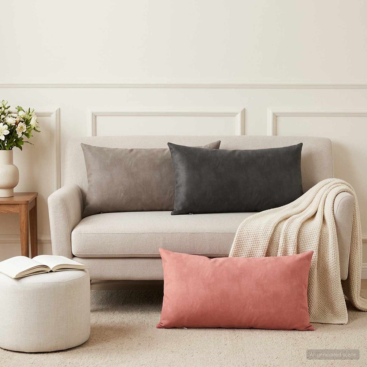 Cushion with Pillow HEERLEN 2 pcs Dark Grey Velvet