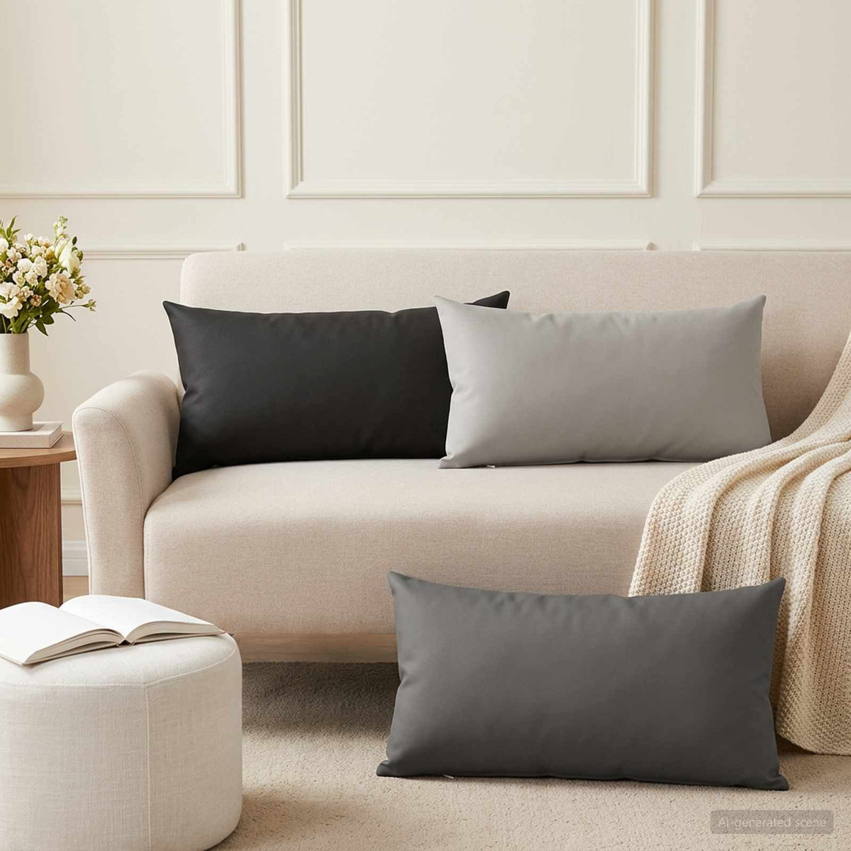 Cushion with Pillow HEERLEN 2 pcs Black Polyester