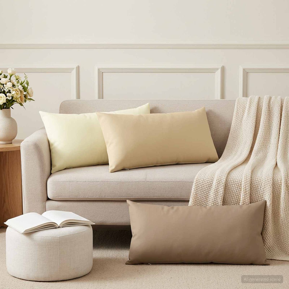 Cushion with Pillow HEERLEN 6 pcs Beige Polyester