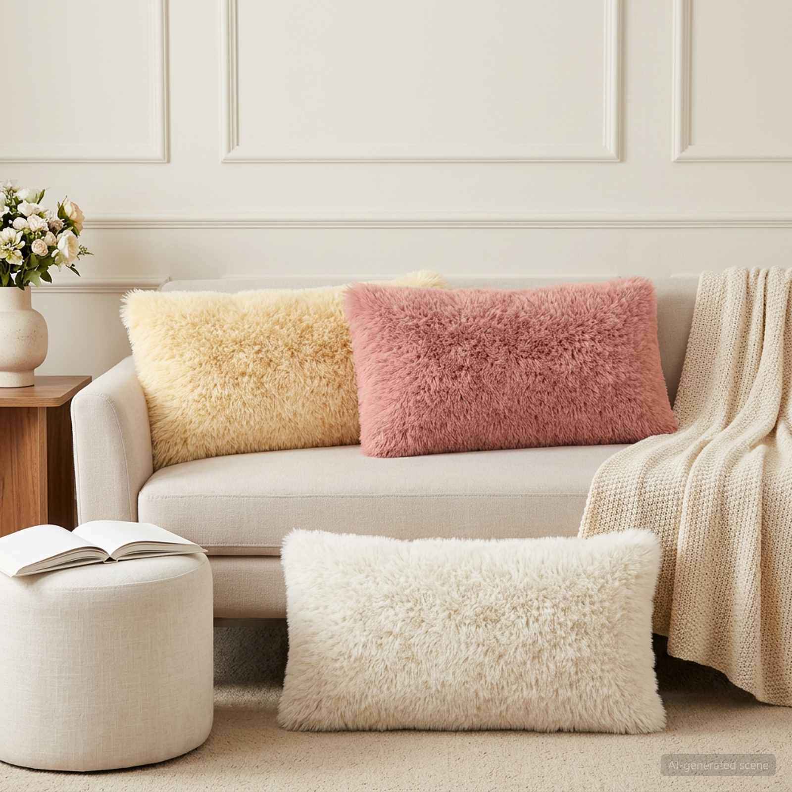 Cushion with Pillow HEERLEN 2 pcs White PV Fleece