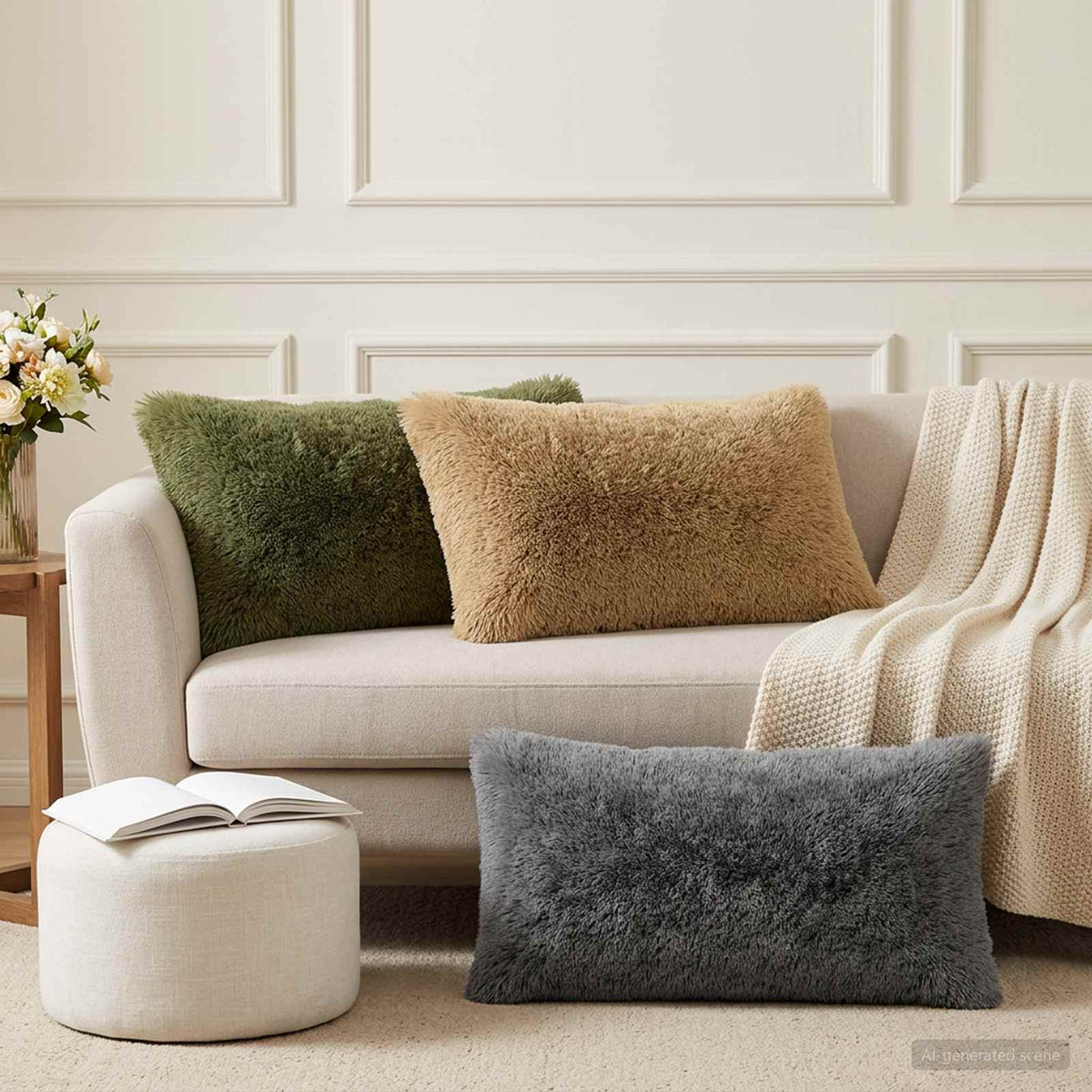 Cushion with Pillow HEERLEN 2 pcs Light Grey PV Fleece
