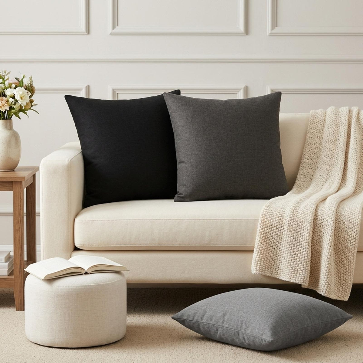 Throw Pillow 2 pcs HEERLEN Dark Grey 50 x 50 cm Fabric