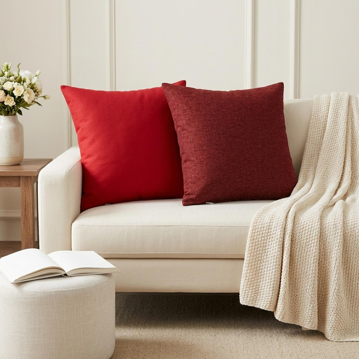 Cushion with Pillow HEERLEN 2 pcs Wine Red Fabric