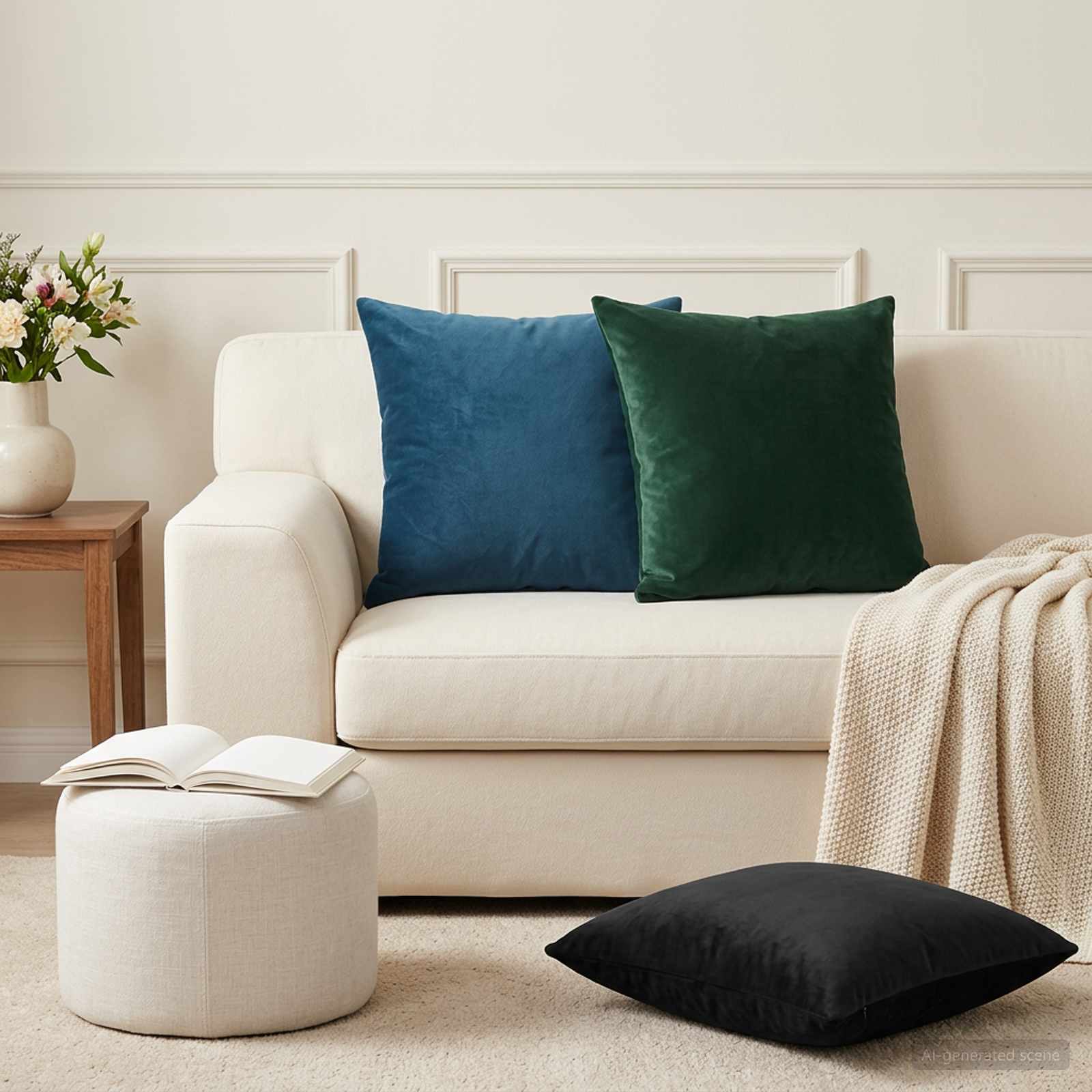 Cushion with Pillow HEERLEN 2 pcs Black Velvet