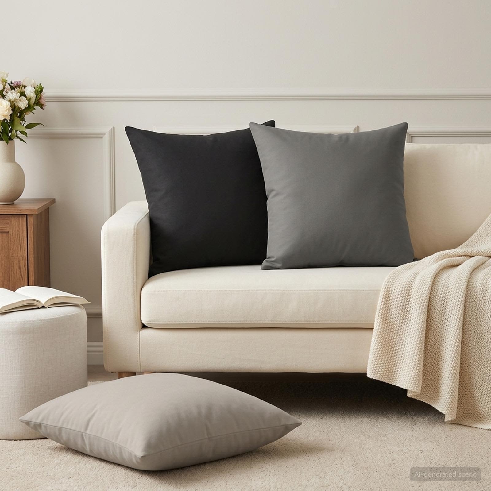Cushion with Pillow HEERLEN 6 pcs Anthracite Polyester