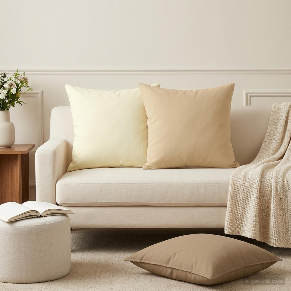 Cushion with Pillow HEERLEN 2 pcs Taupe Polyester