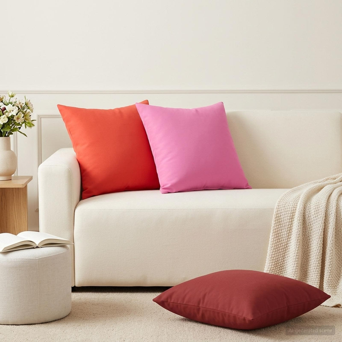 Cushion with Pillow HEERLEN 2 pcs Wine Red Polyester