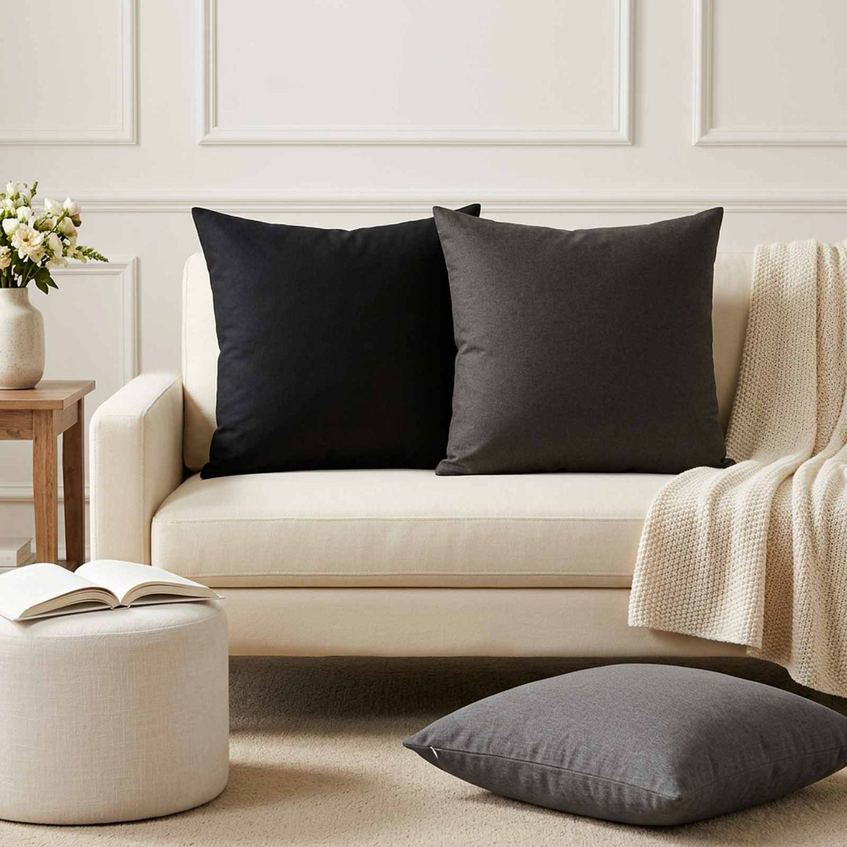 Throw Pillow 2 pcs HEERLEN Dark Grey 60 x 60 cm Fabric