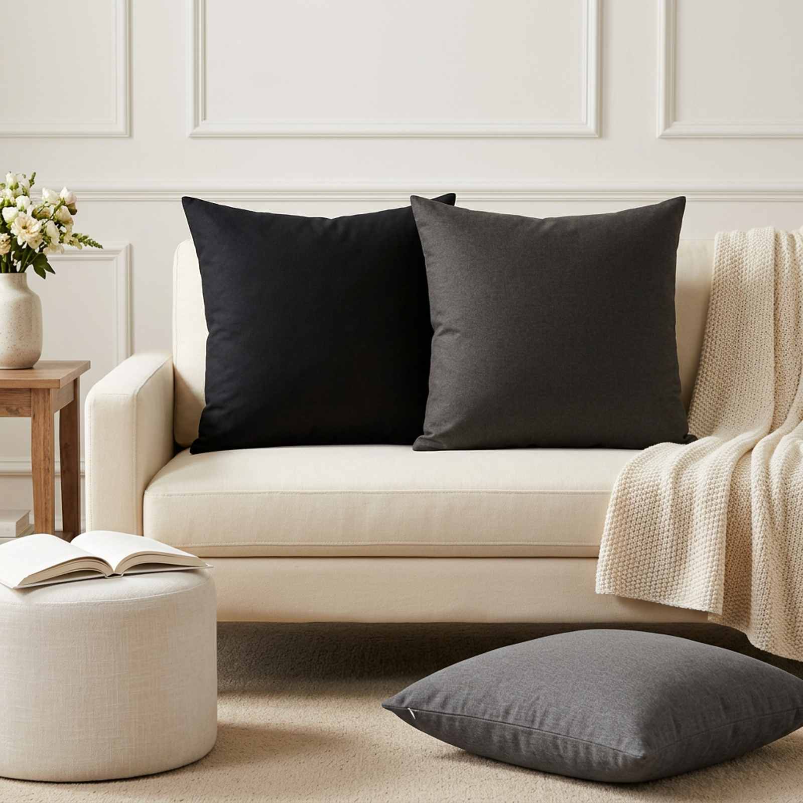 Throw Pillow 2 pcs HEERLEN Dark Grey 60 x 60 cm Fabric