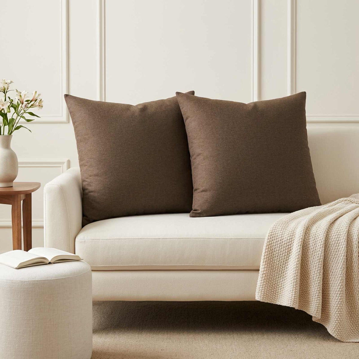 Throw Pillow 2 pcs HEERLEN Brown 55 x 55 cm Fabric
