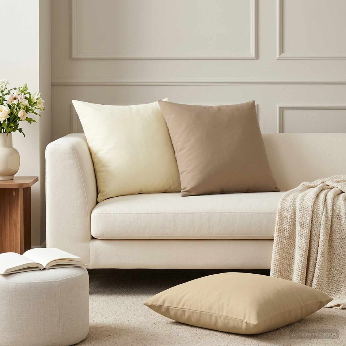 Cushion with Pillow HEERLEN 2 pcs Taupe Polyester