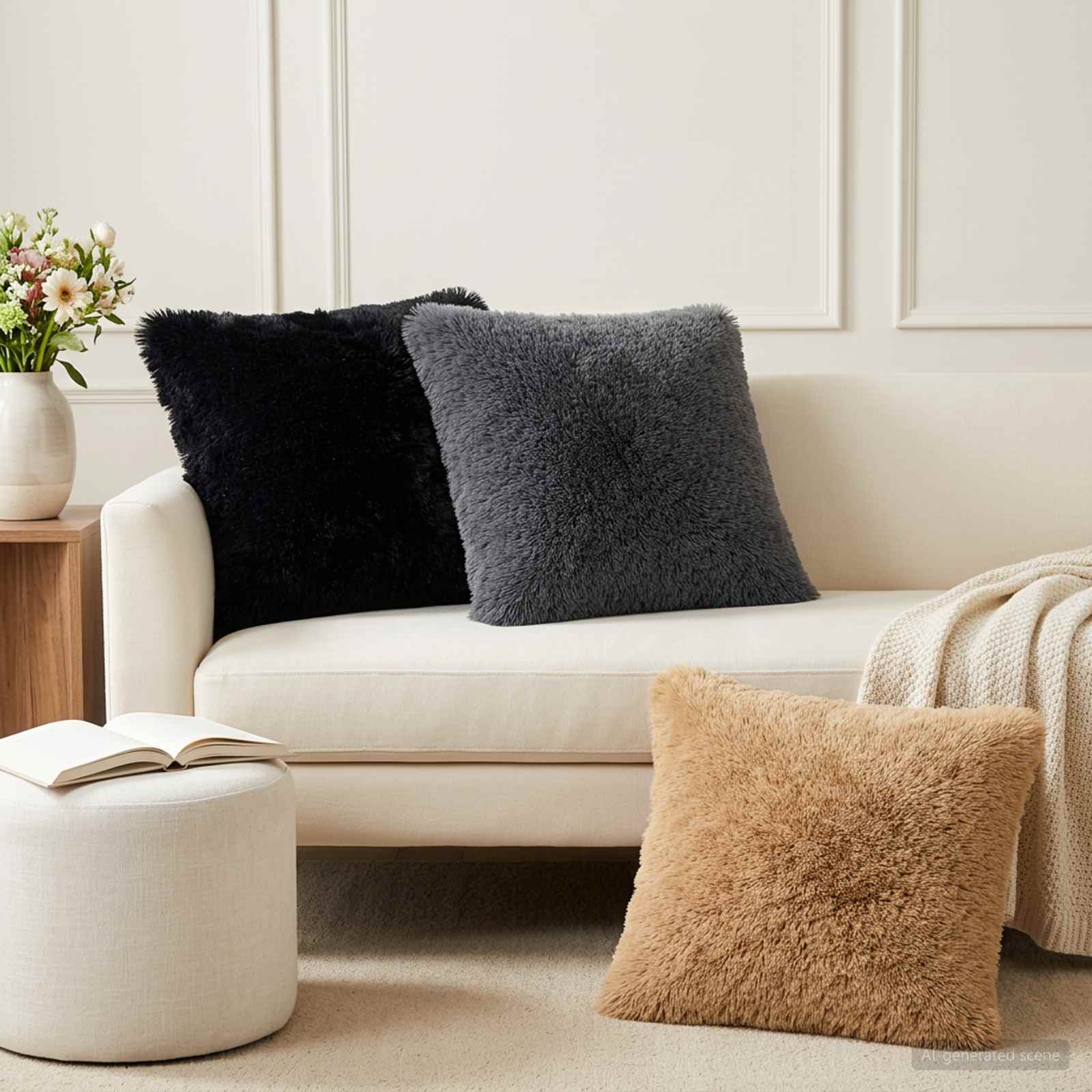 Cushion with Pillow HEERLEN 2 pcs Anthracite PV Fleece