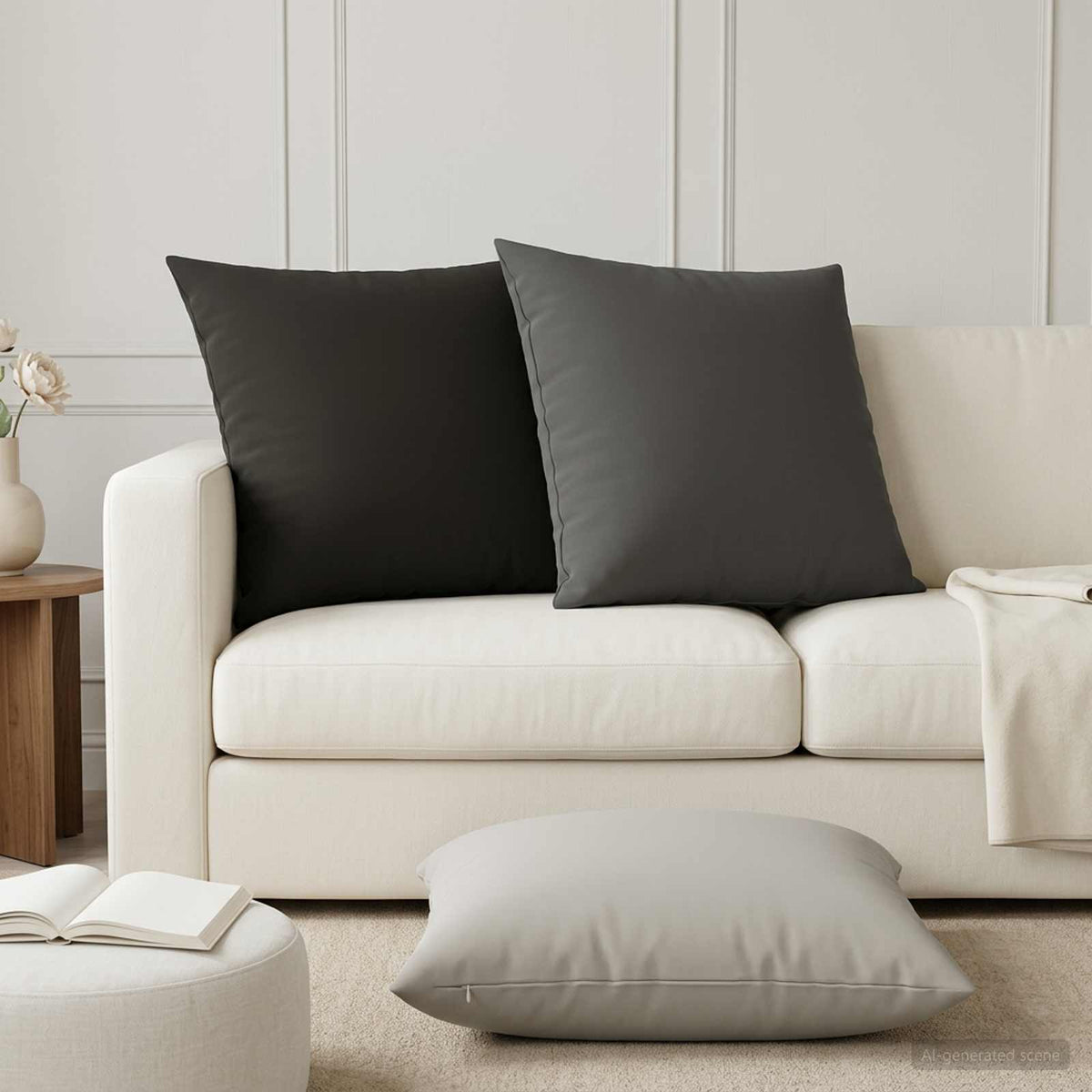 Cushion with Pillow HEERLEN 2 pcs Black Polyester