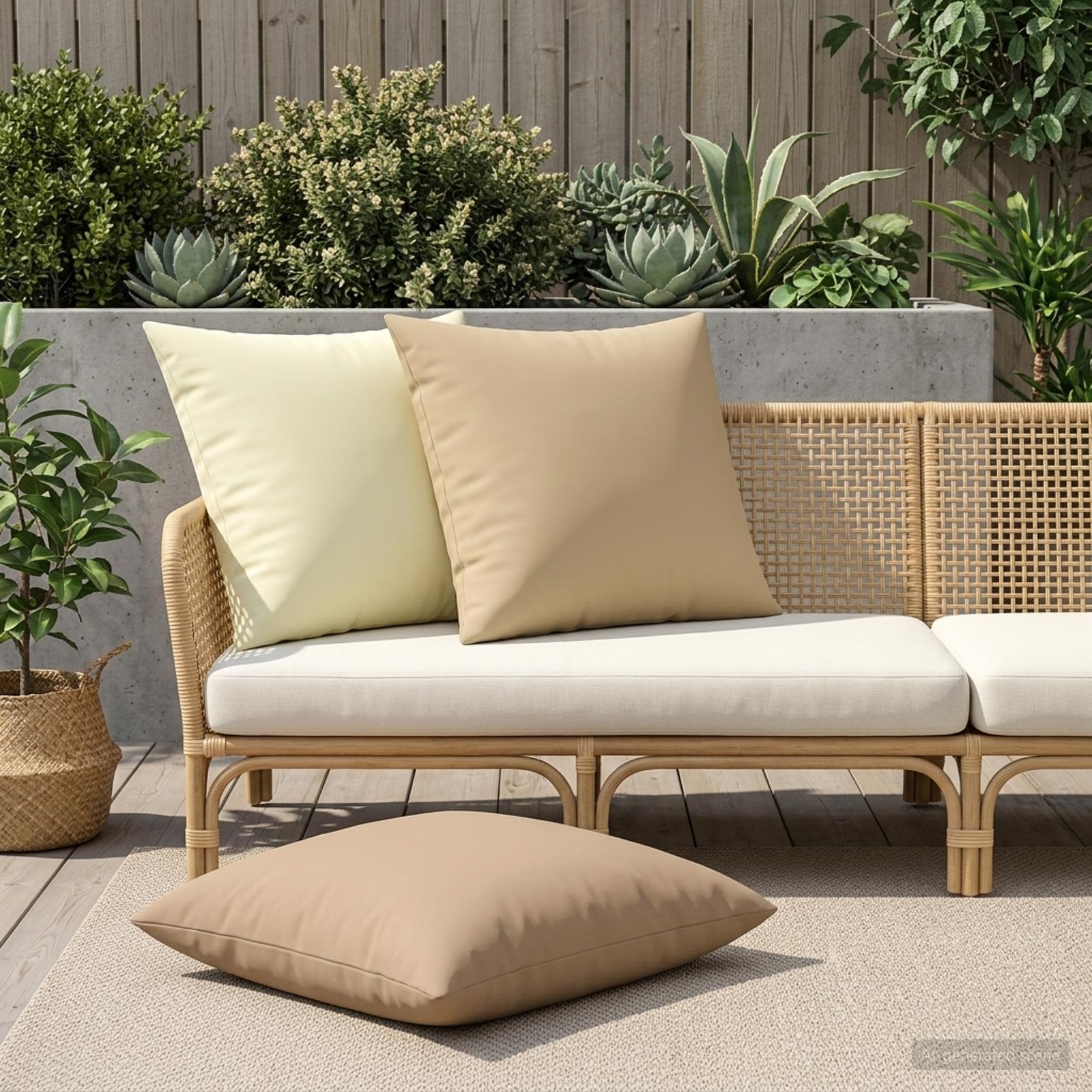 Cushion with Pillow HEERLEN 2 pcs Beige Polyester