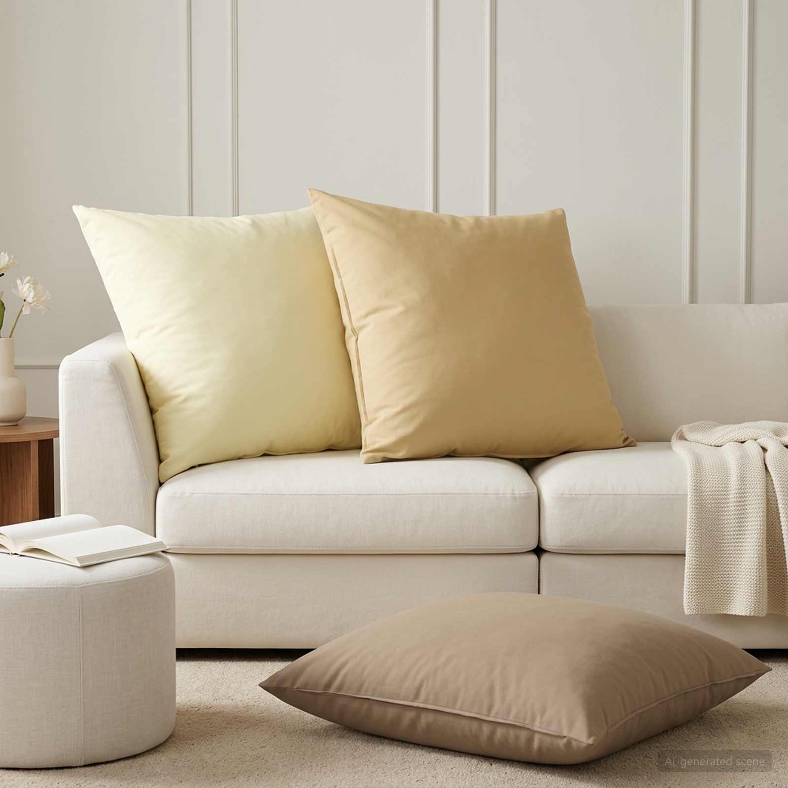 Cushion with Pillow HEERLEN 2 pcs Beige Polyester