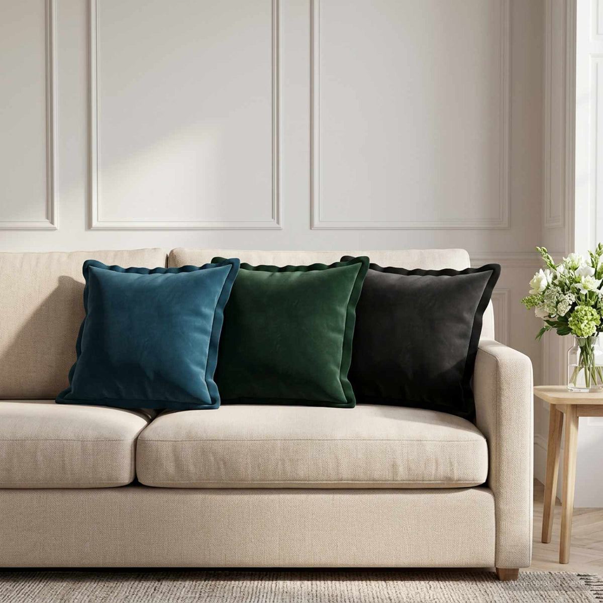 Cushion with Pillow HOUTEN 2 pcs Black Velvet