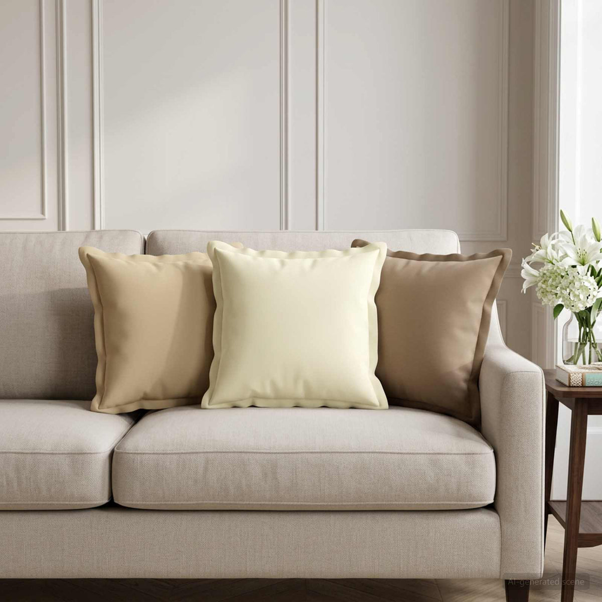 Cushion with Pillow HOUTEN 2 pcs Beige Polyester