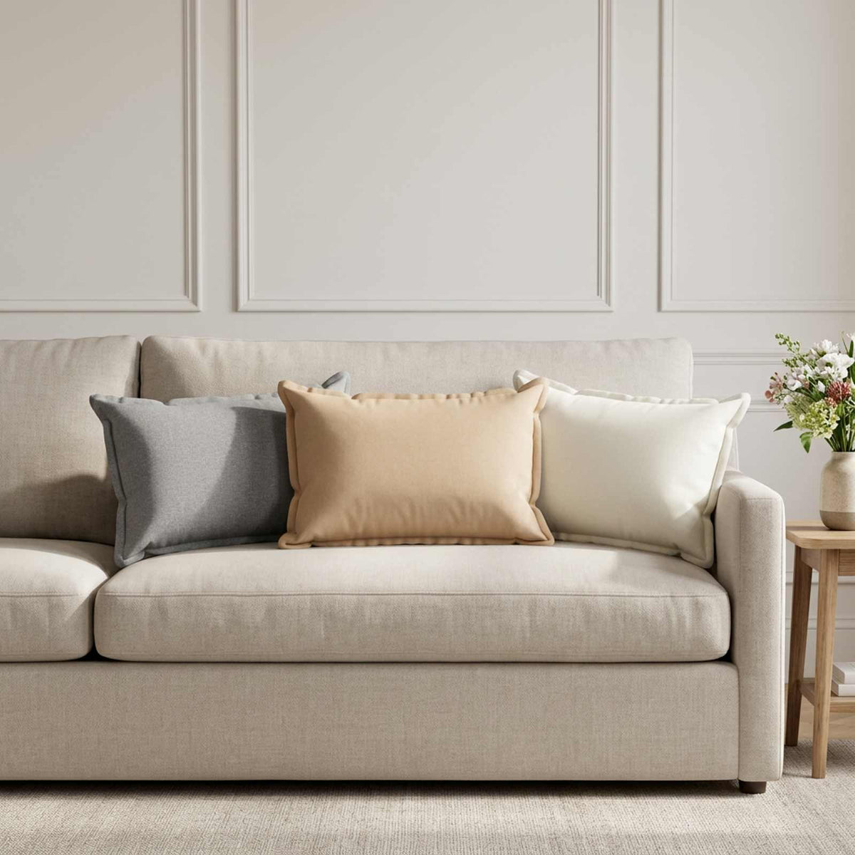 Cushion 6 pcs HOUTEN Cream 30 x 50 cm Faux Linen