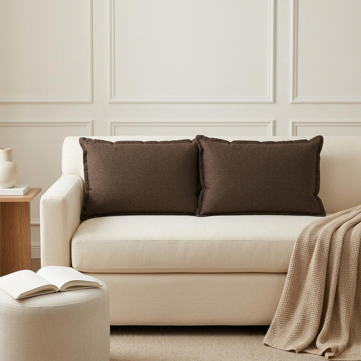 Cushion 2 pcs HOUTEN Taupe 30 x 50 cm Faux Linen