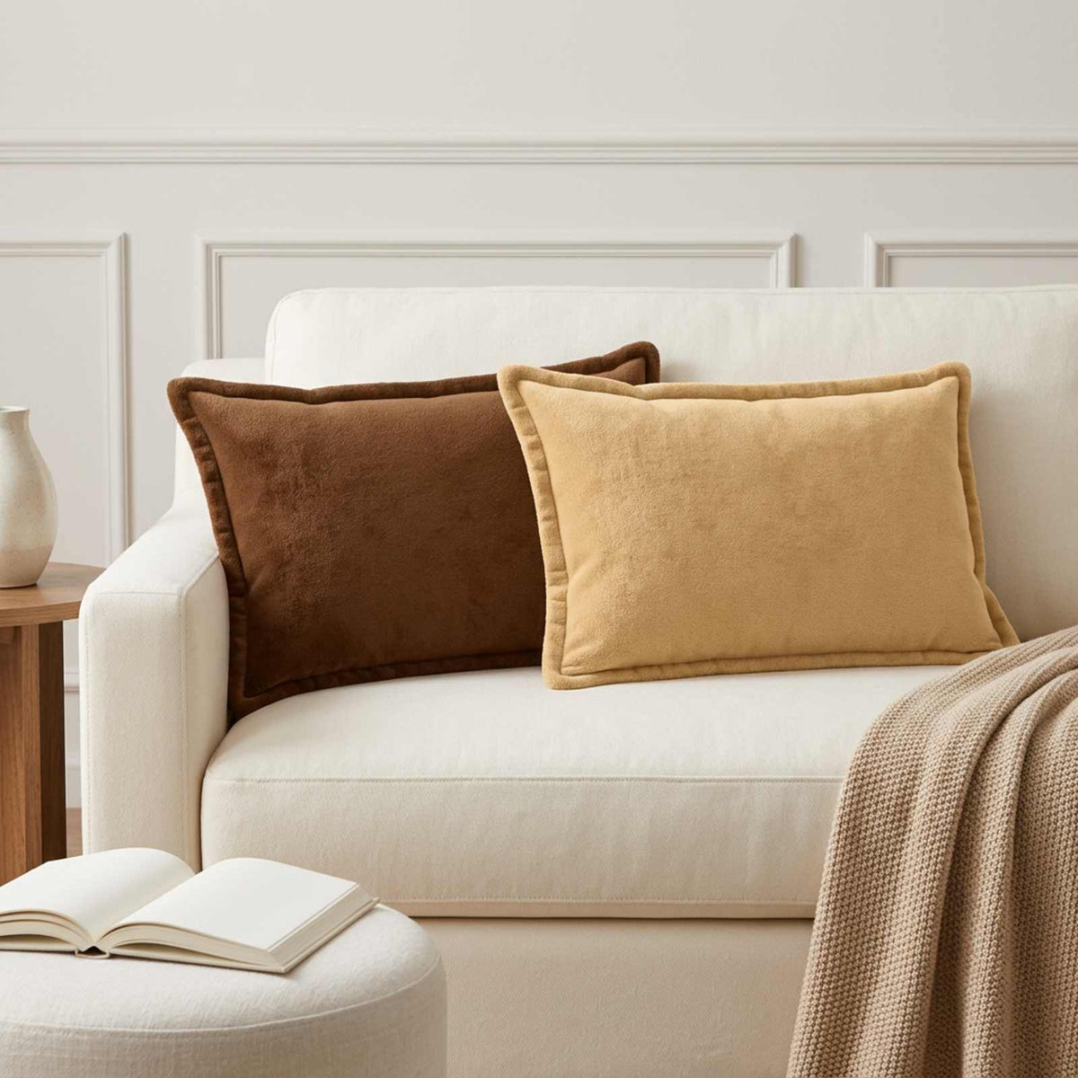Throw Pillow 6 pcs HOUTEN Taupe 30 x 50 cm Flannel