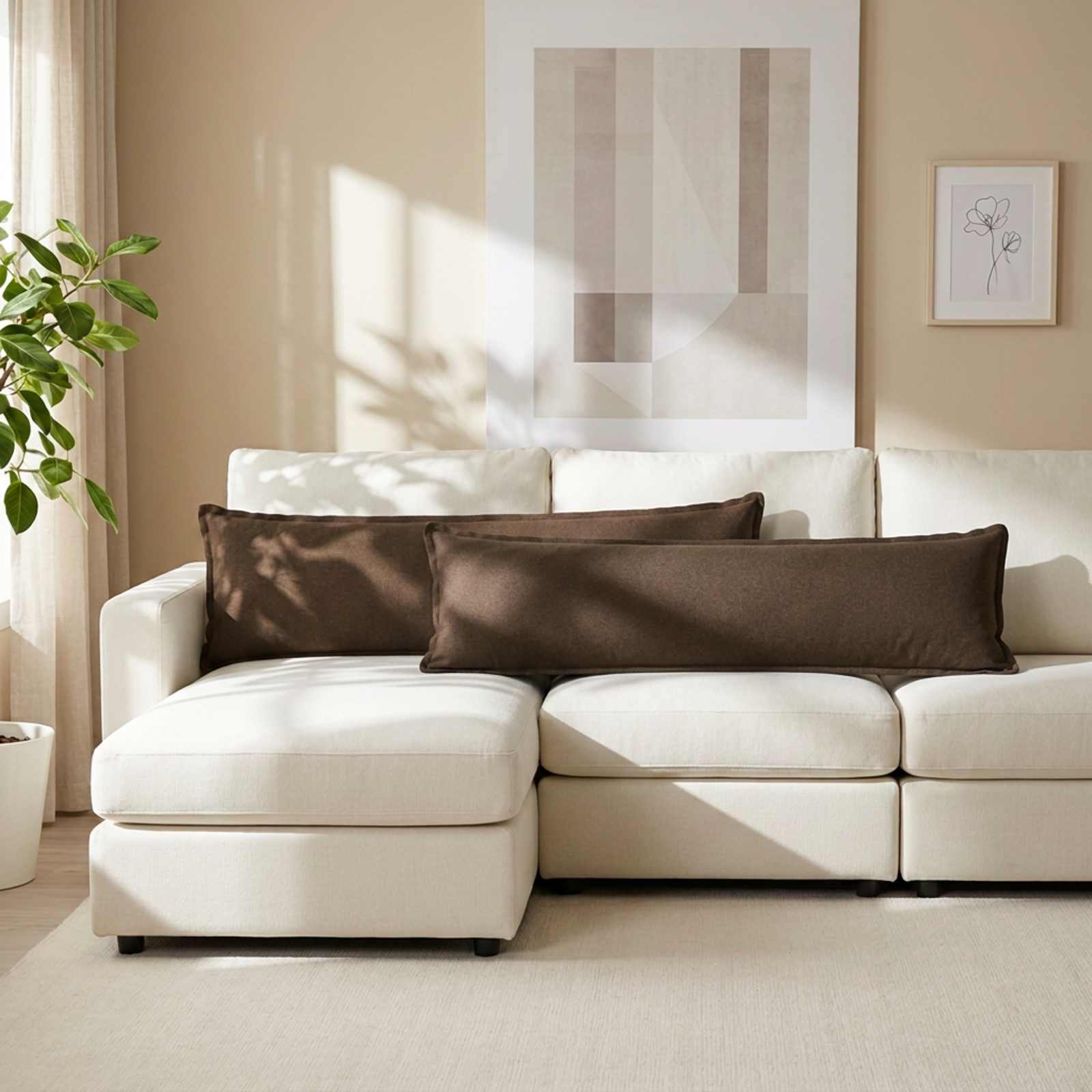 Cushion 2 pcs HOUTEN Taupe 40 x 145 cm Faux Linen