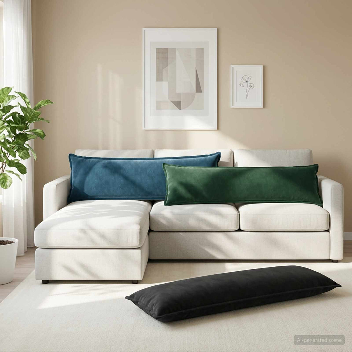 Cushion with Pillow HOUTEN 2 pcs Black Velvet
