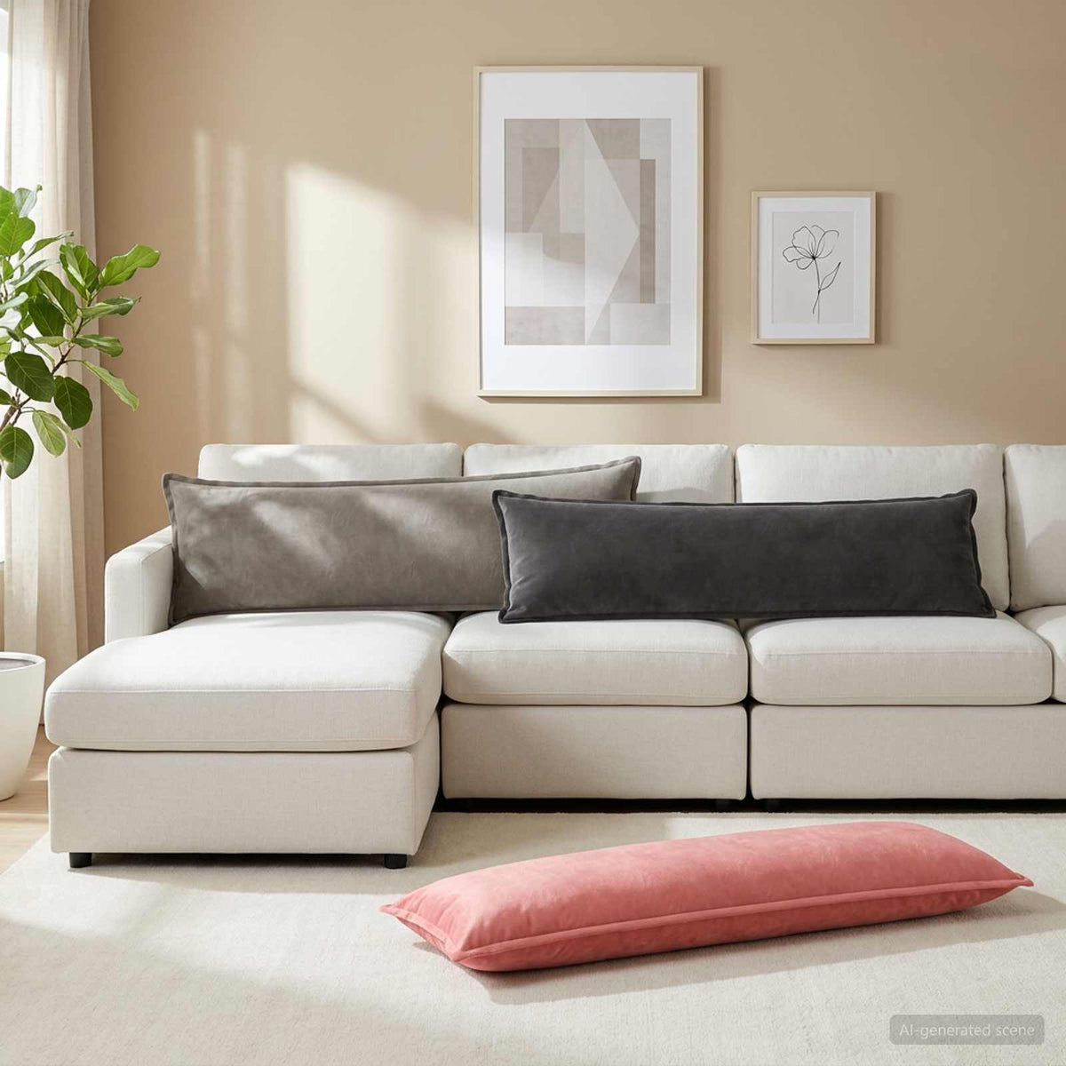 Cushion with Pillow HOUTEN 2 pcs Dark Grey Velvet