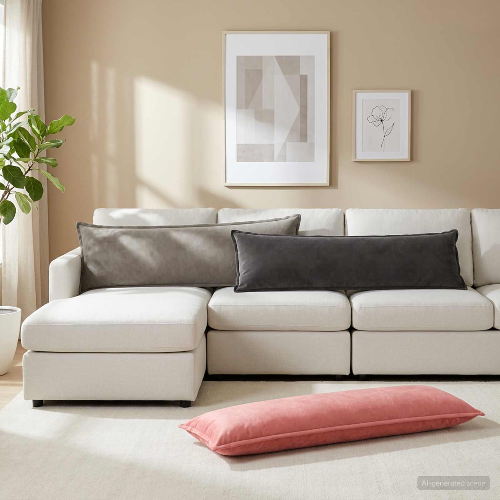 Cushion with Pillow HOUTEN 2 pcs Light Grey Velvet