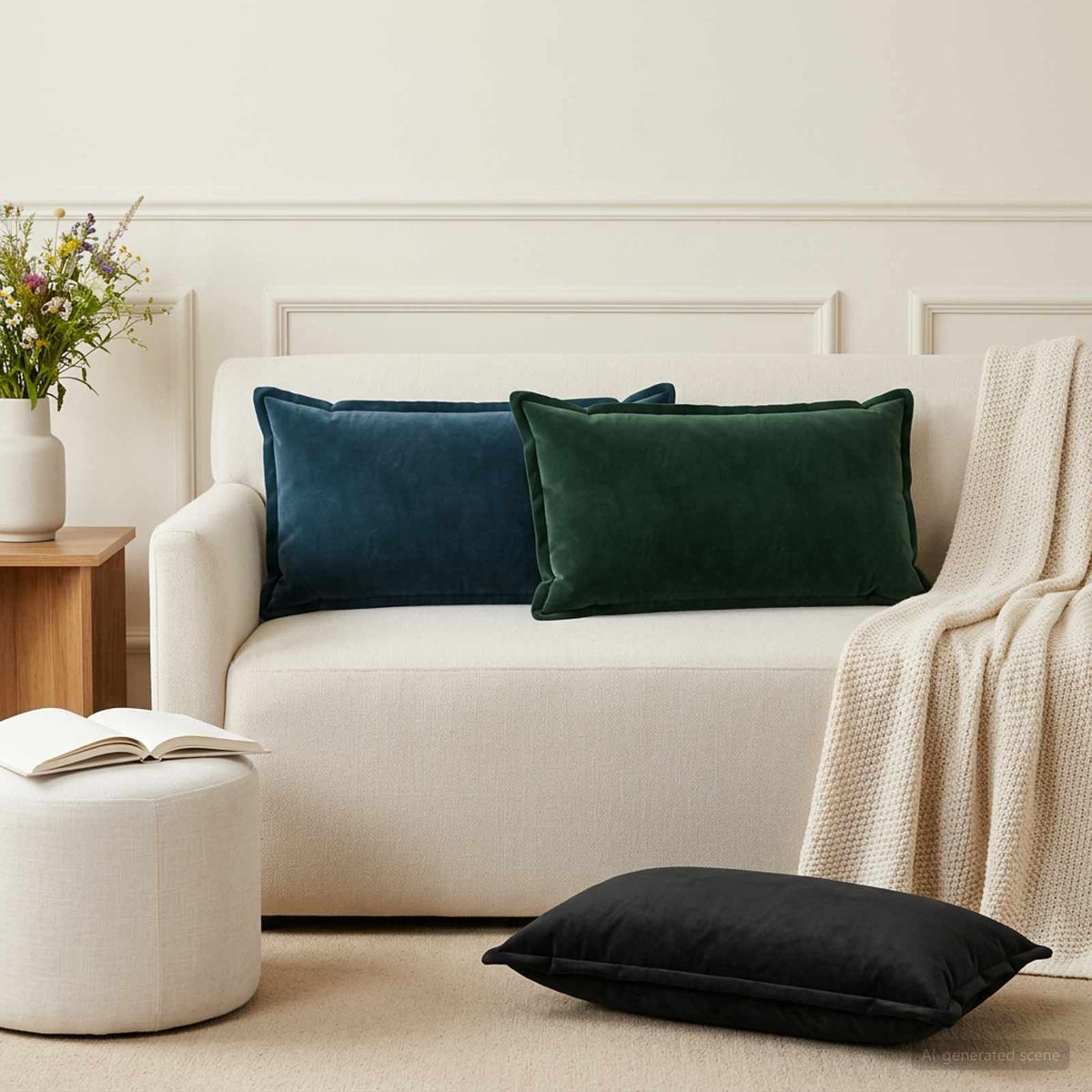 Cushion with Pillow HOUTEN 2 pcs Black Velvet