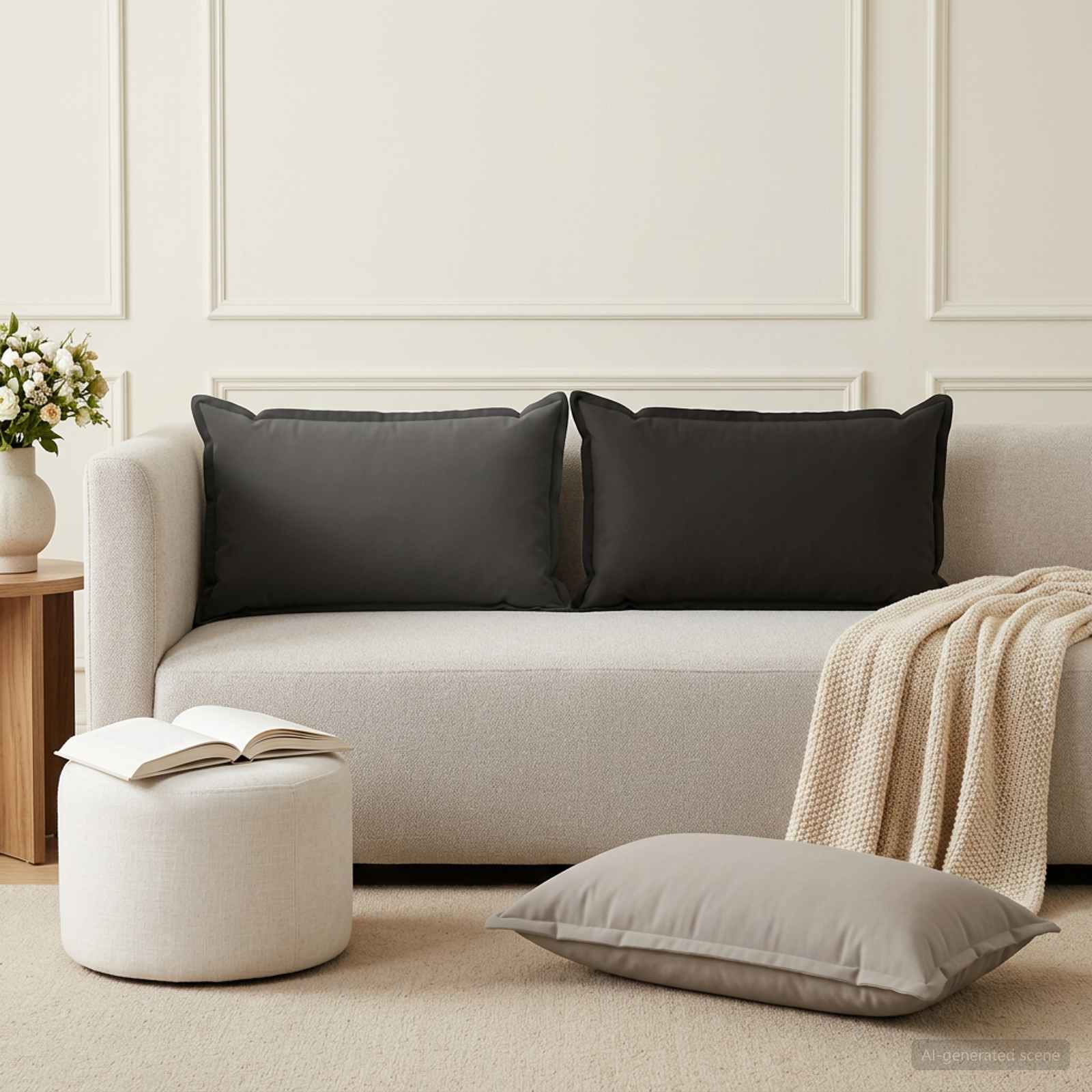 Cushion with Pillow HOUTEN 2 pcs Anthracite Polyester