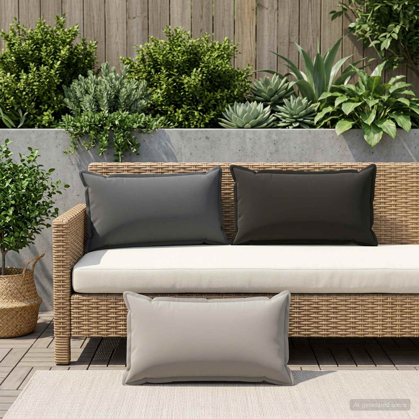 Cushion with Pillow HOUTEN 2 pcs Anthracite Polyester