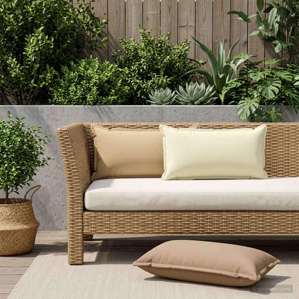 Cushion with Pillow HOUTEN 2 pcs Beige Polyester
