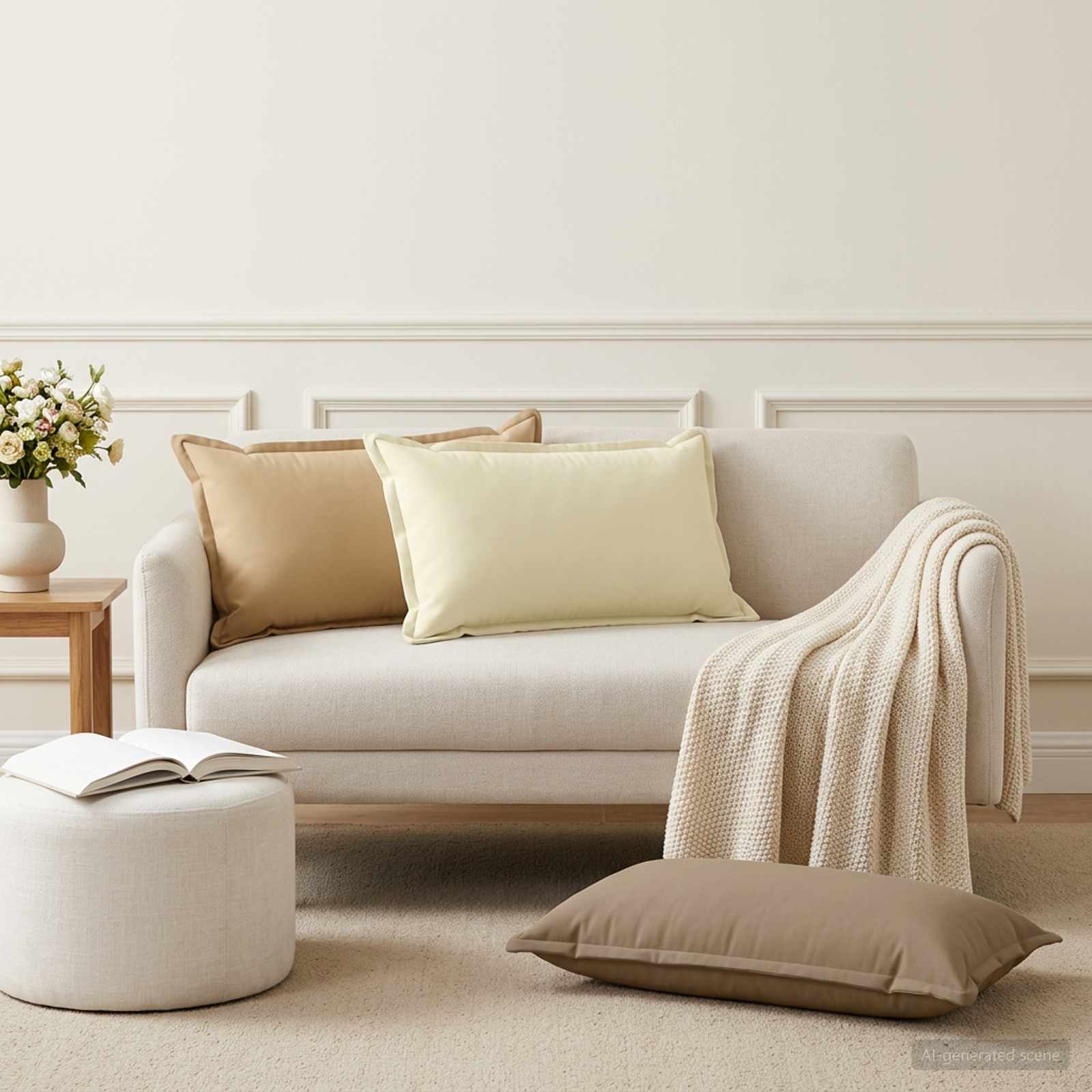 Cushion with Pillow HOUTEN 2 pcs Beige Polyester