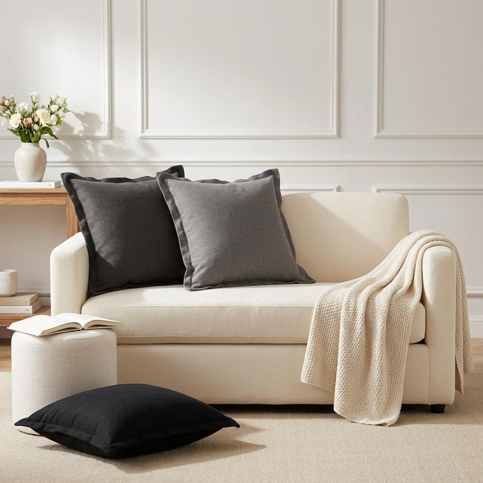 Cushion 6 pcs HOUTEN Light Grey 50 x 50 cm Faux Linen