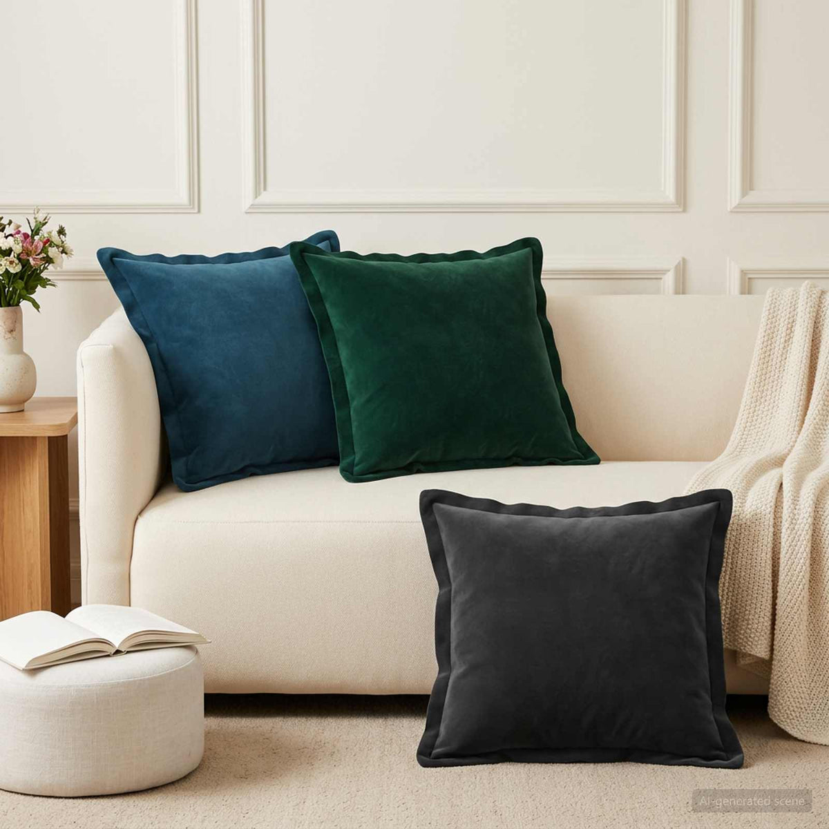 Cushion with Pillow HOUTEN 2 pcs Black Velvet