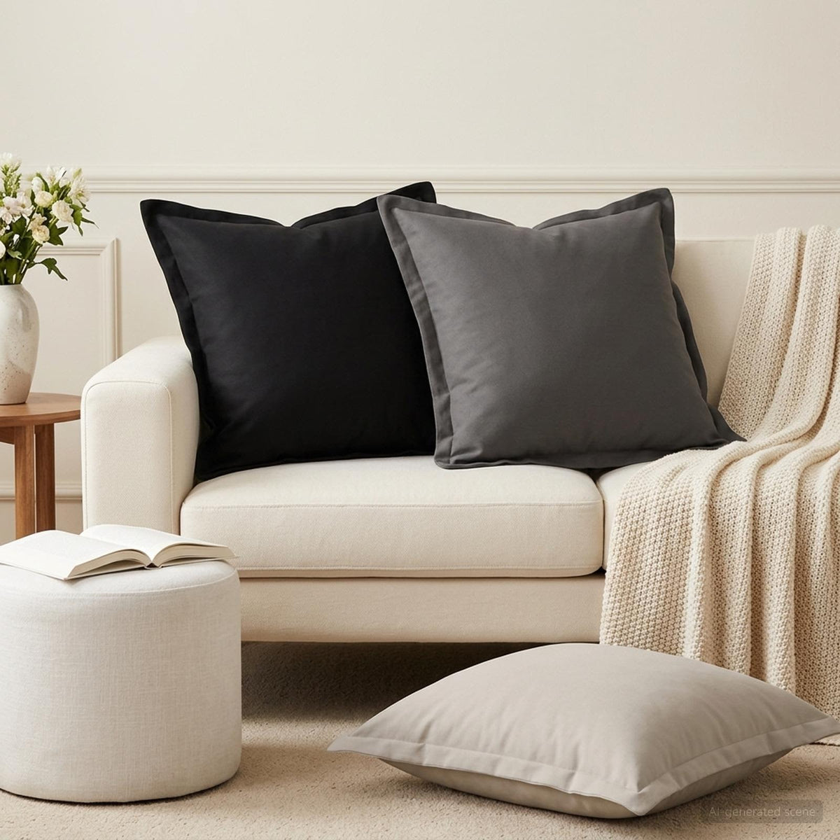 Cushion with Pillow HOUTEN 6 pcs Anthracite Polyester