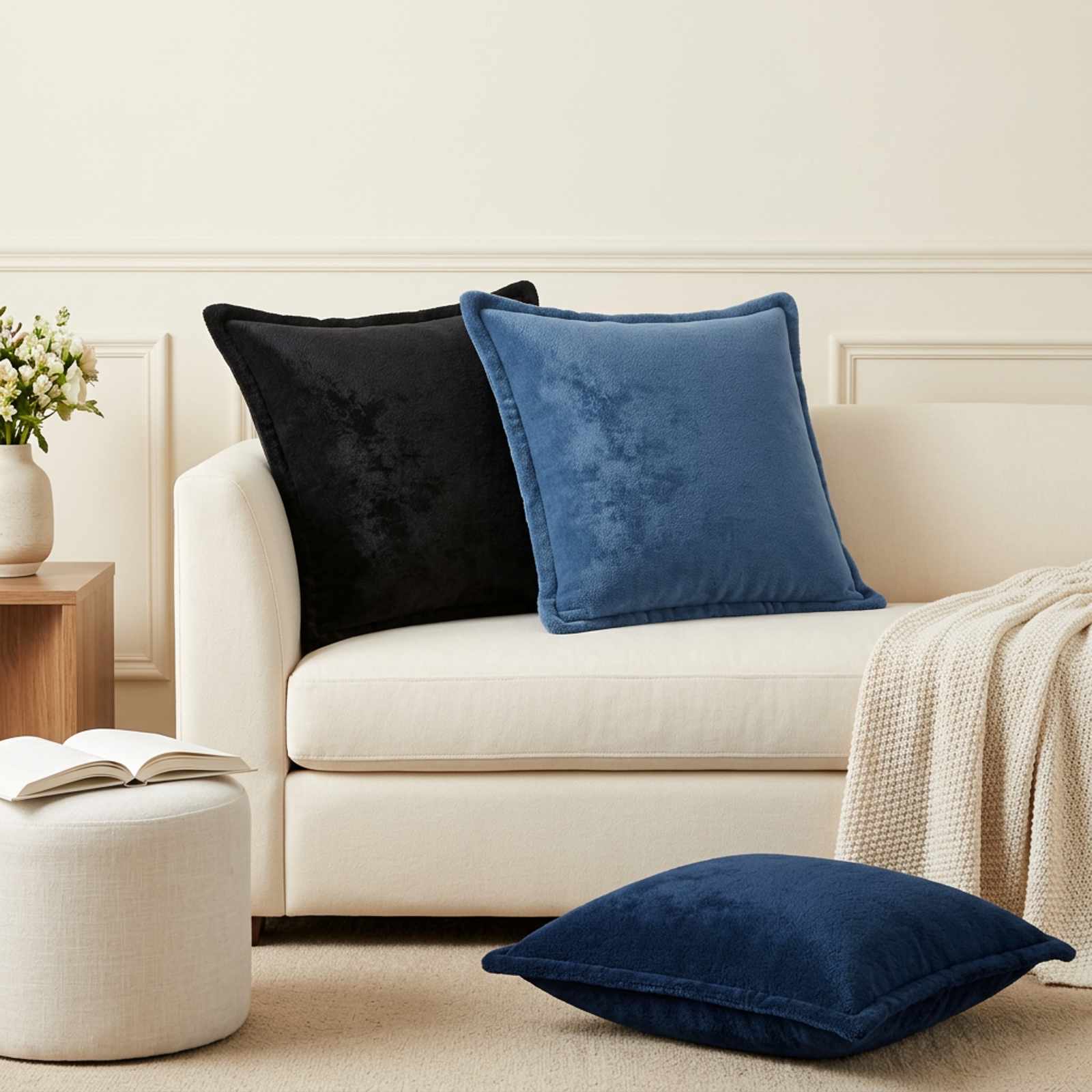 Throw Pillow 6 pcs HOUTEN Light Brown 50 x 50 cm Flannel