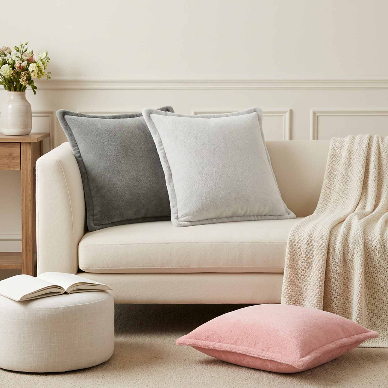 Throw Pillow 6 pcs HOUTEN Dark Grey 45 x 45 cm Flannel