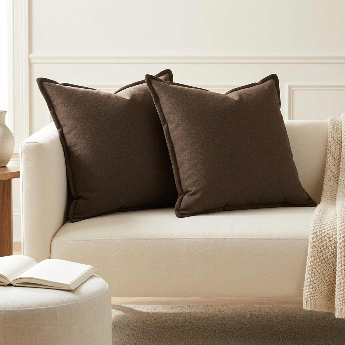 Cushion 2 pcs HOUTEN Taupe 60 x 60 cm Faux Linen