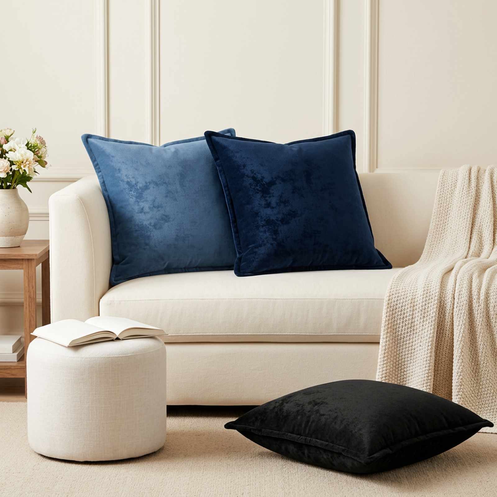 Throw Pillow 2 pcs HOUTEN Black 60 x 60 cm Flannel