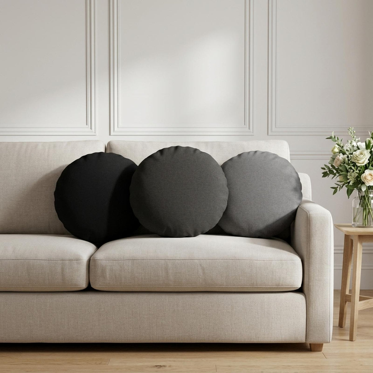 Throw Pillow 2 pcs HEERLEN Black Ø 40 cm Fabric