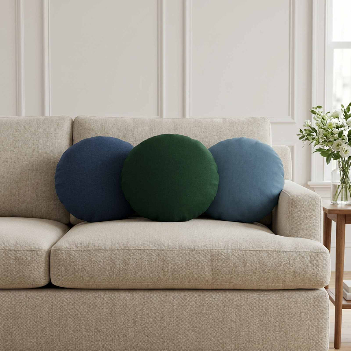 Throw Pillow 2 pcs HEERLEN Dark Green Ø 40 cm Fabric